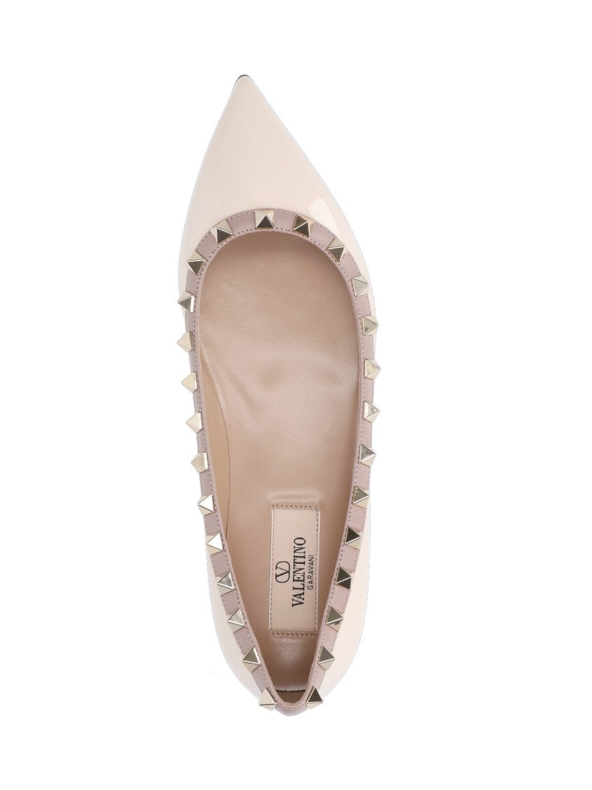 Valentino Garavani Pointed Toe Flats With Pyramid Stud Accents