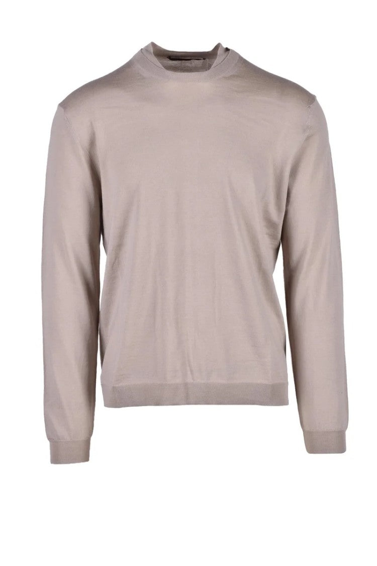 Low Brand Beige Crewneck Merino Wool Sweater