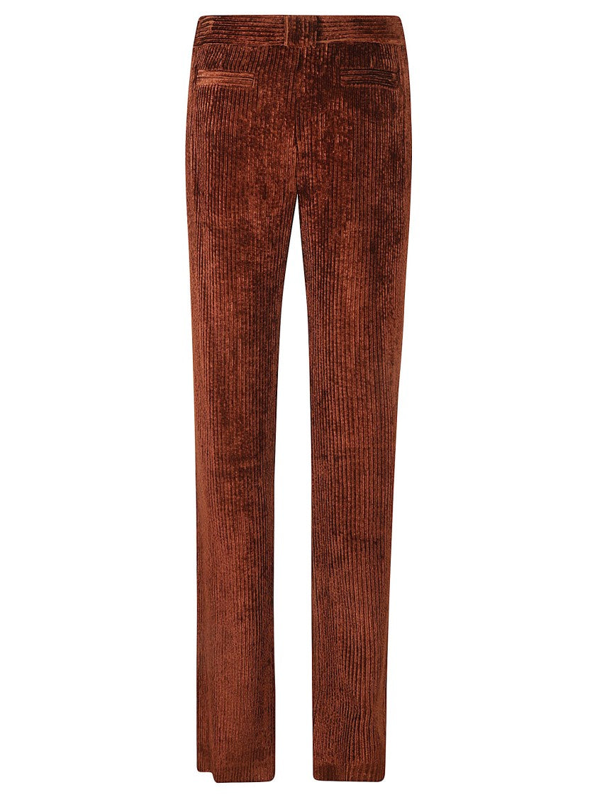 Alberta Ferretti Straight-Leg Trousers In Textured Ribbed Fabric