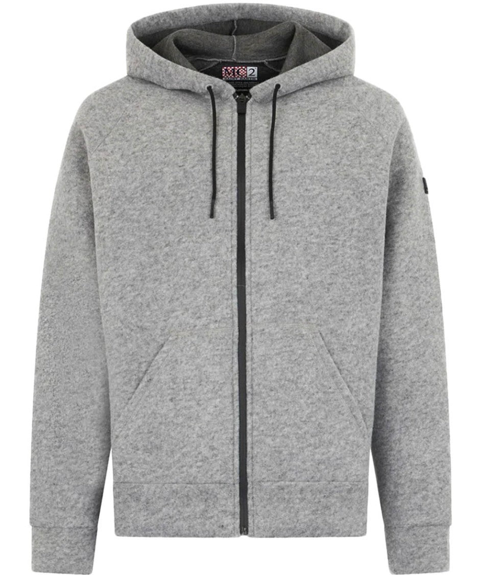 Mc2 Saint Barth Heathered Grey Zip-Up Hoodie With Adjustable Drawstring