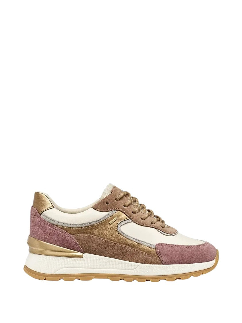 Geox Desya B Abx Metallic Accents Leather Suede Sneakers