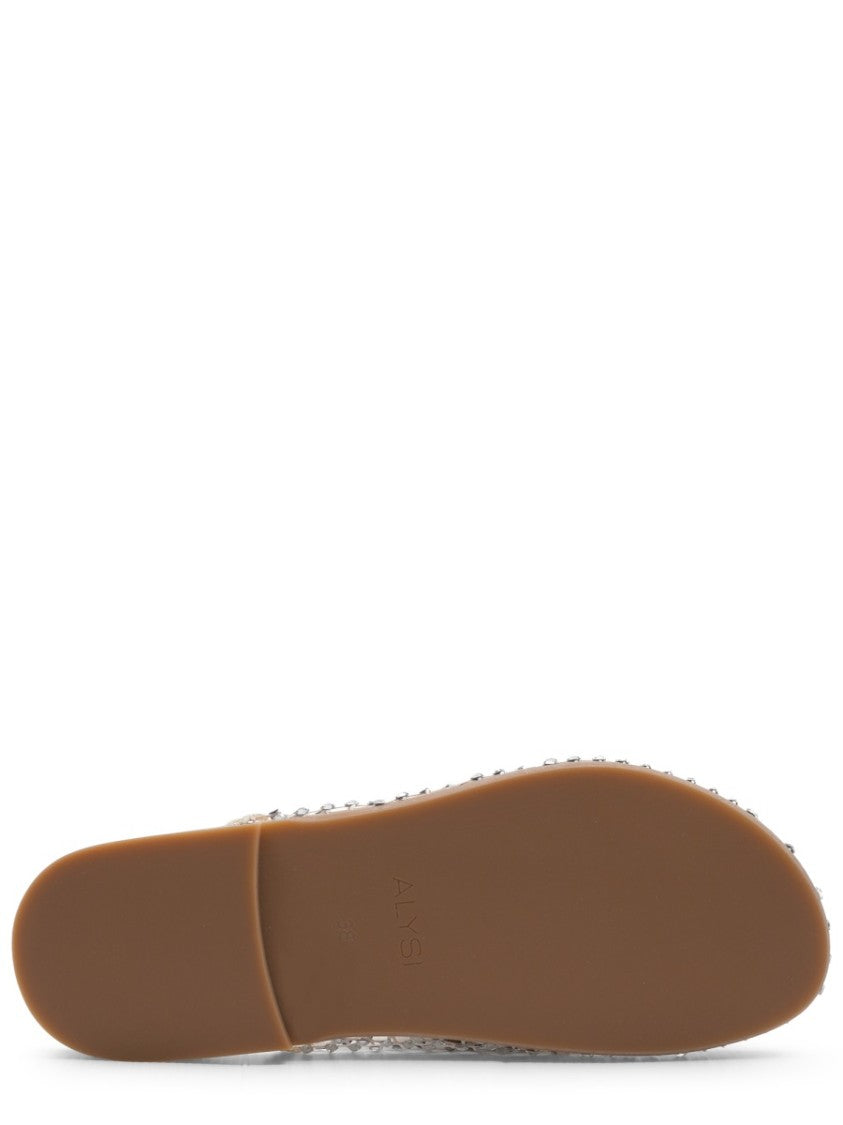 Alysi Mesh Rhinestone Polyester Slip On Mules