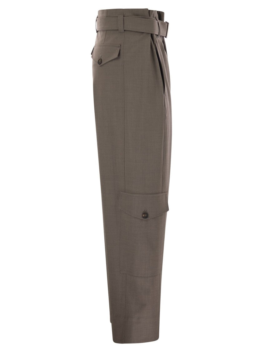 Brunello Cucinelli Tropical Luxury Wool Utility Trousers