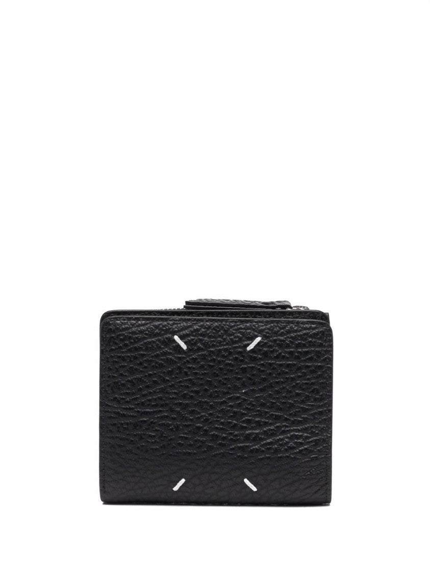 Maison Margiela Textured Calf Leather Wallet With Zip Closure