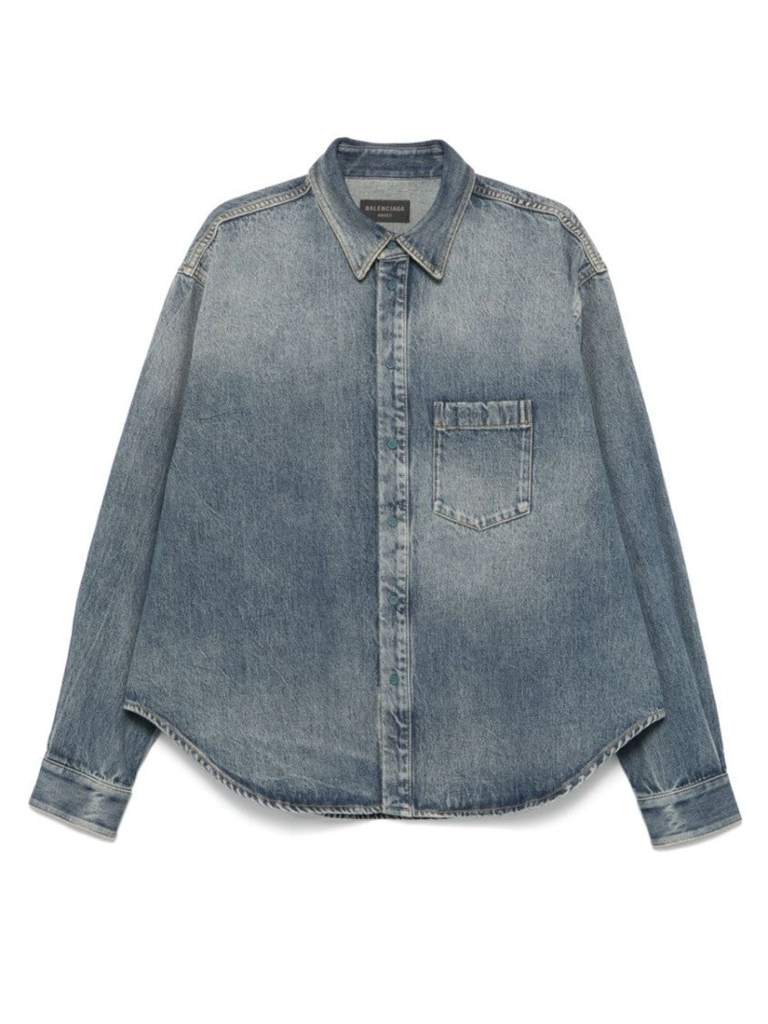 Balenciaga Relaxed Fit Denim-Style Shirt With Classic Collar