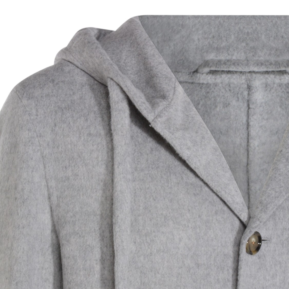 Lardini Mid-Thigh Length Light Grey Coat With Hood