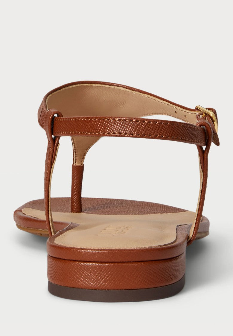 Lauren Ralph Lauren Brown Flat Leather Sandals