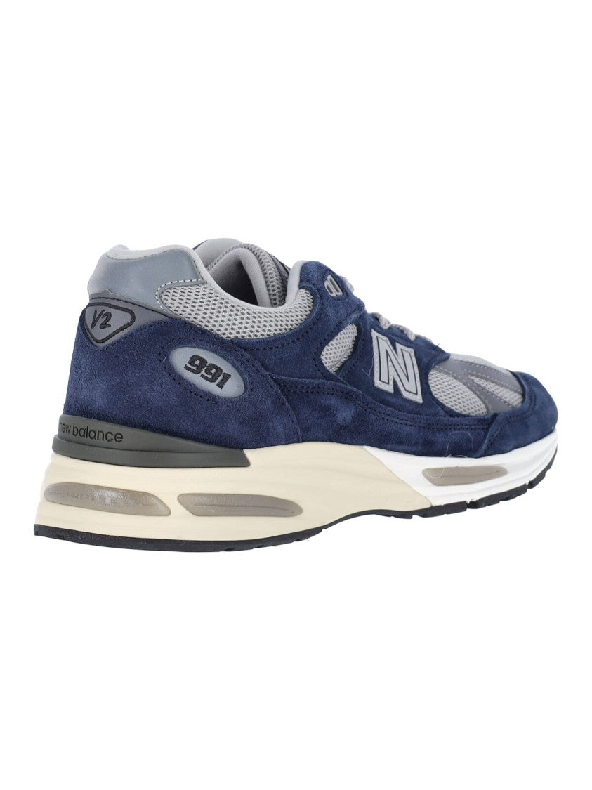 New Balance Blue 991V2 Suede Gray Mesh Sneakers