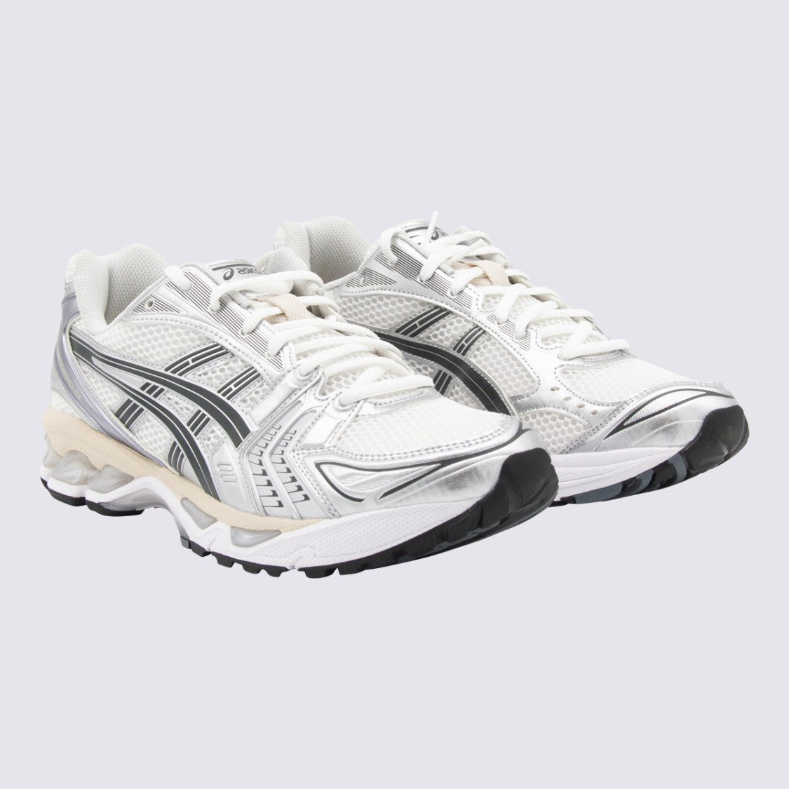Asics White Mesh Sneakers With Silver Overlays