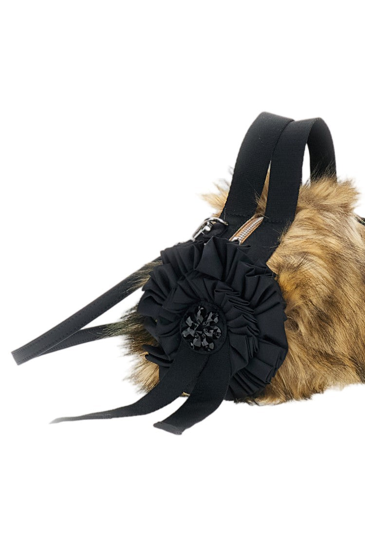Simone Rocha Black Faux Fur Ribbon Mini Bag