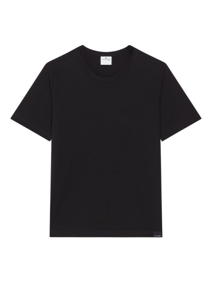Courrèges Black Logo Patch Crew Neck T-Shirt