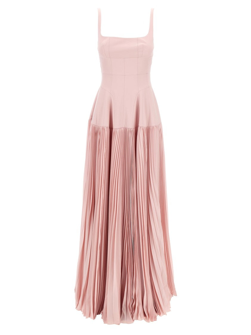 Giovanni Bedin Wide Pleated Silk Blend Maxi Dress