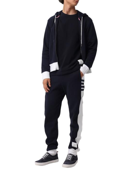 Thom Browne Cotton Hooded Zip-Up Top With Contrasting Trim