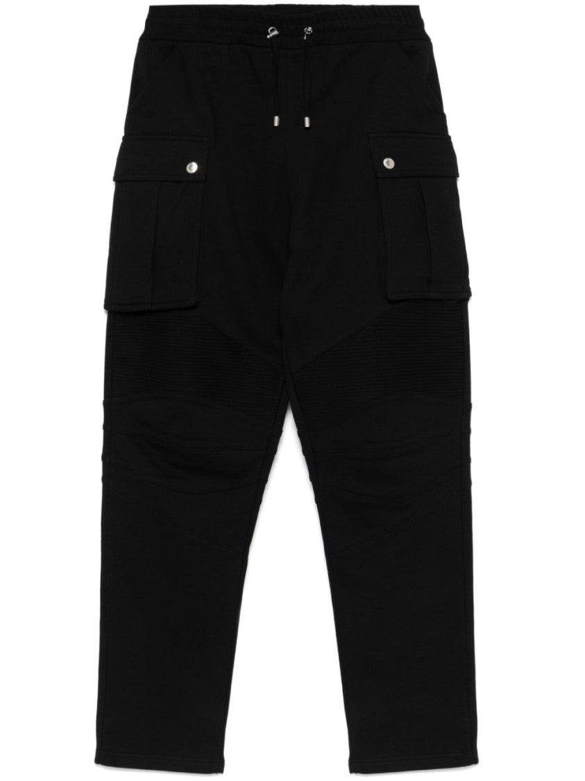 Balmain Black Elasticated Drawstring Cargo Pocket Trousers