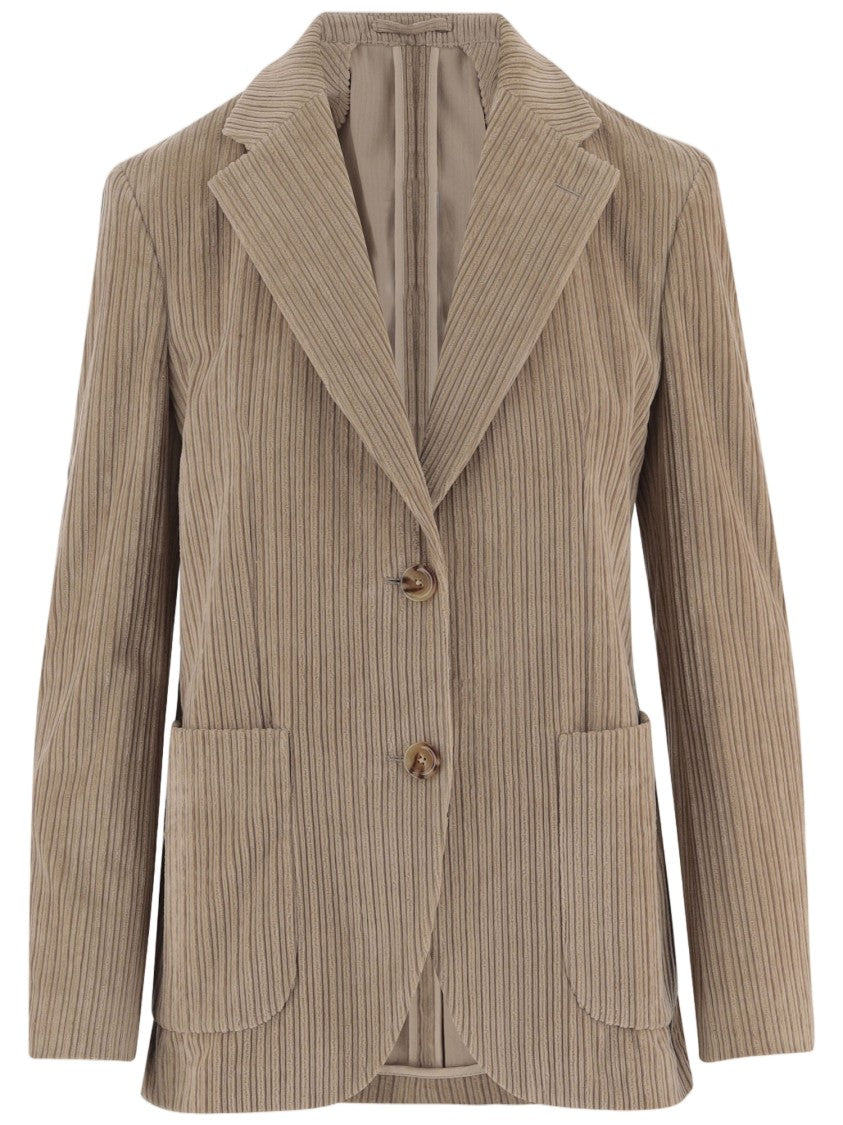 Lardini Ribbed Cotton Velvet Lapel Jacket