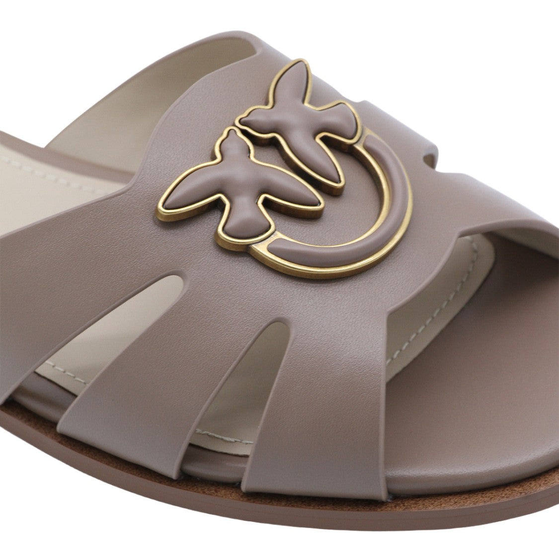 Pinko Slip-On Open-Toe Flats With Decorative Emblem