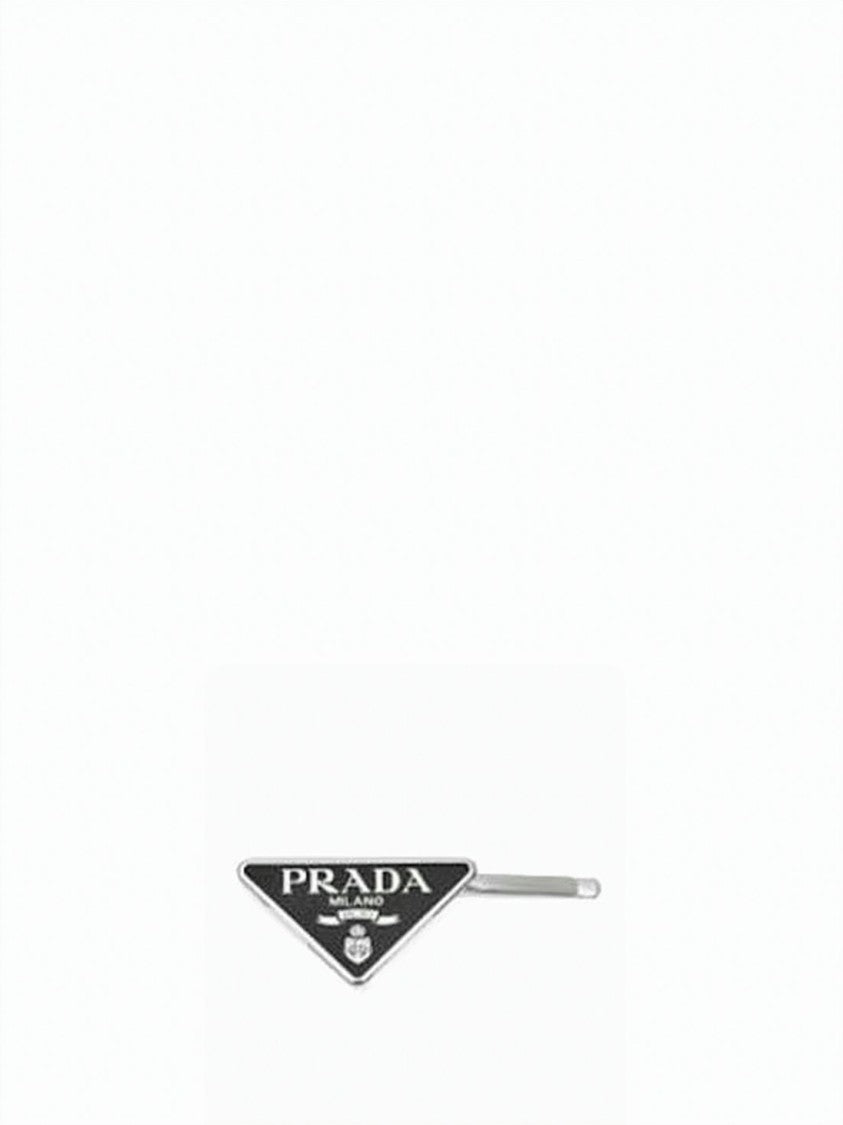 Prada Triangular Black Accessory With Prominent Logo