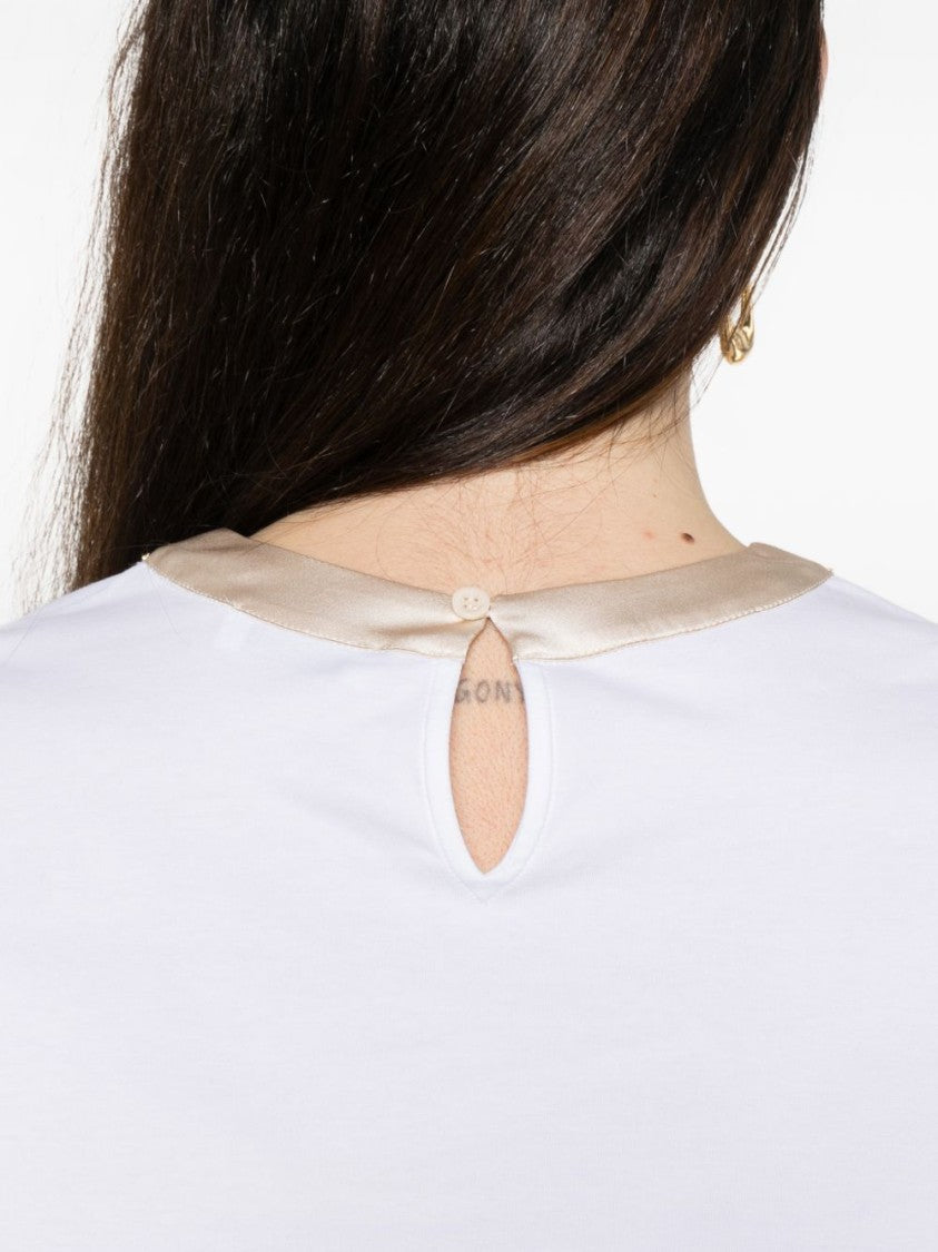 Peserico Short-Sleeved Shirt With Beige Trim