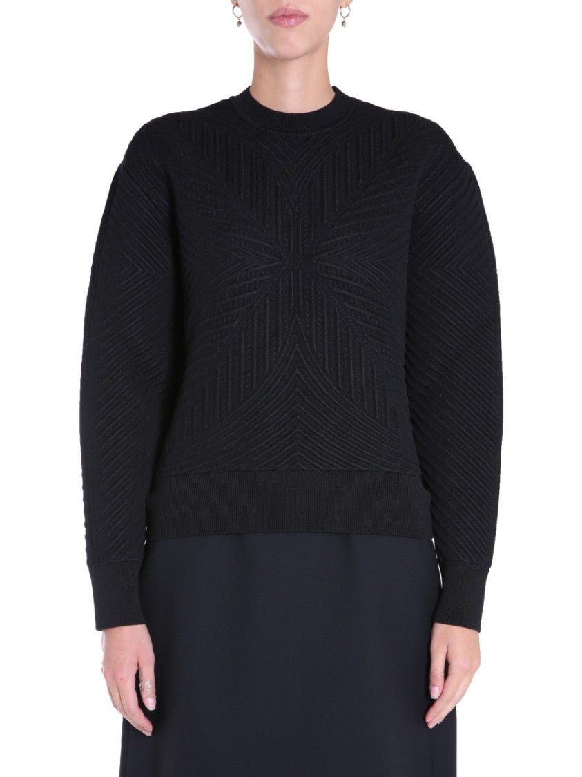 Alexander Mcqueen Textured Black Crew Neck Sweater