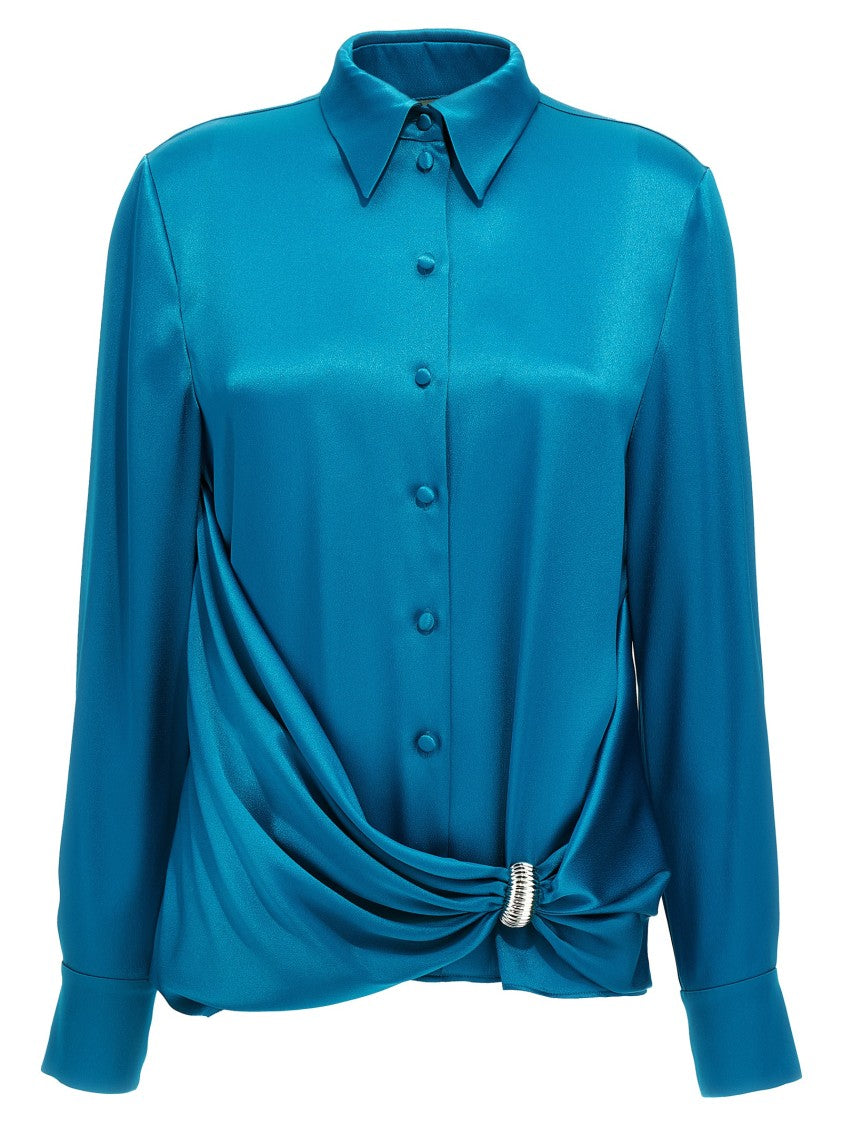 Alberta Ferretti Draped Satin Shirt With Front Draping