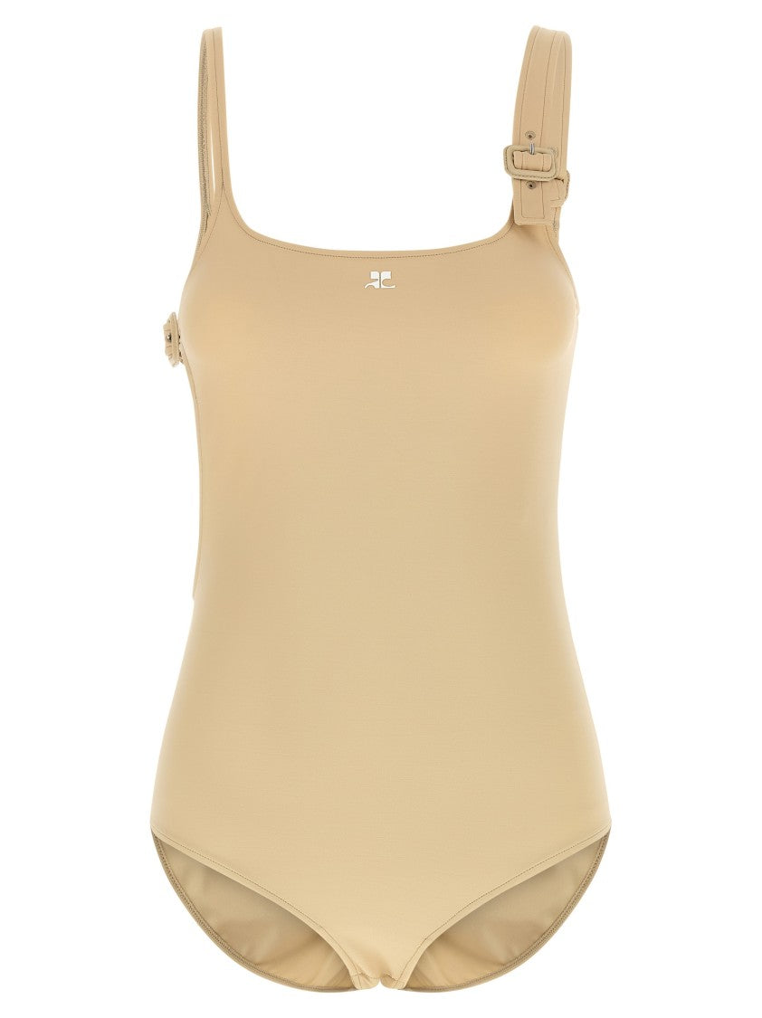 Courrèges Asymmetrical Stretch Fabric Bodysuit With Cut-Out Detail