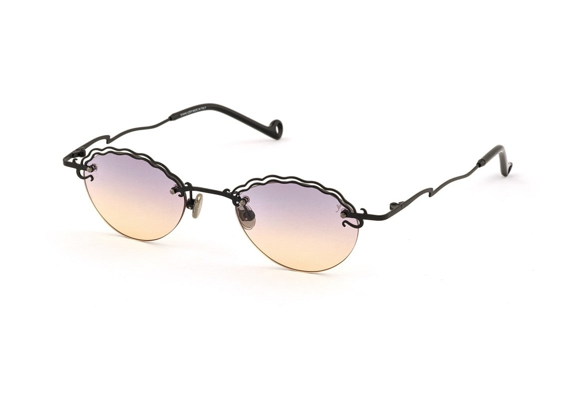Eyepetizer Rive Scalloped Gradient Round Sunglasses