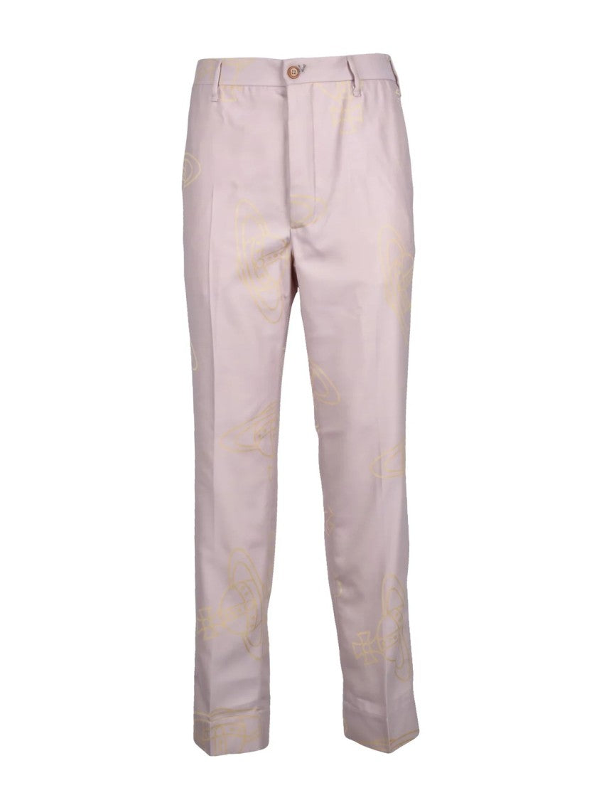Vivienne Westwood Beige Wool Trousers With High Waist And Straight Leg