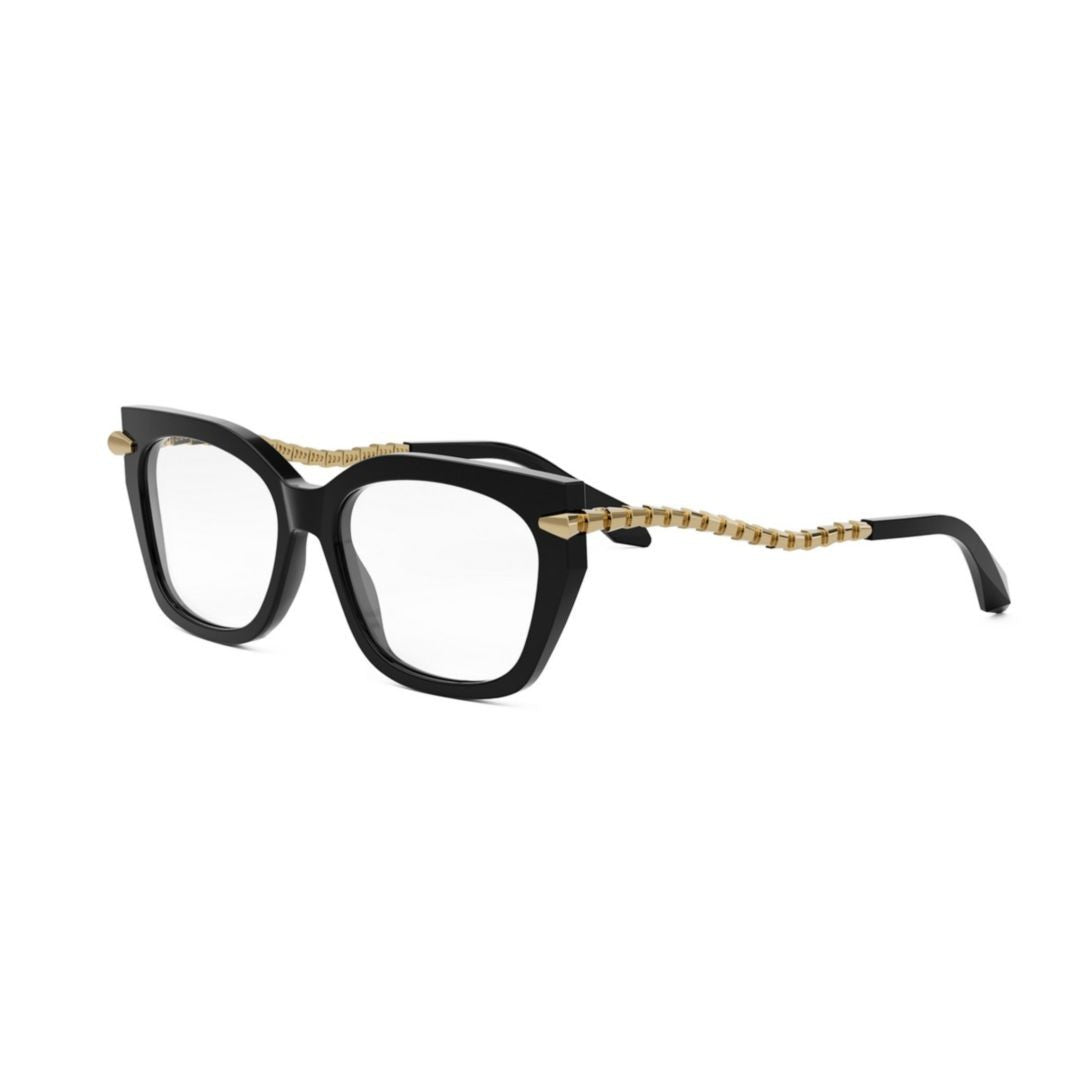 Bulgari Rectangular Black Eyeglasses With Gold Chain Accents