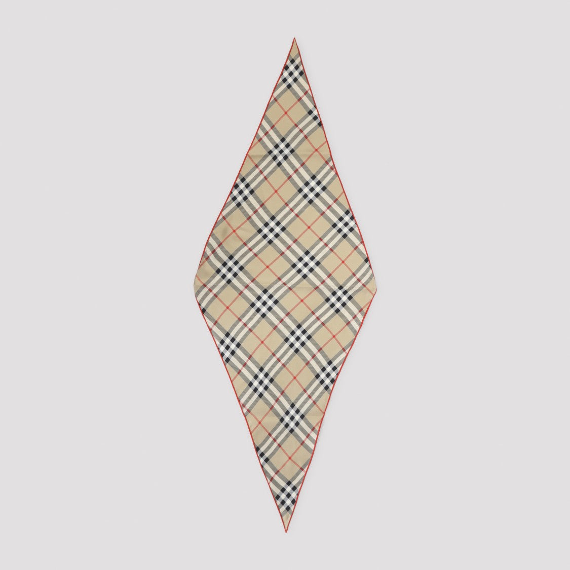 Burberry Triangular Silk Scarf With Classic Check Pattern