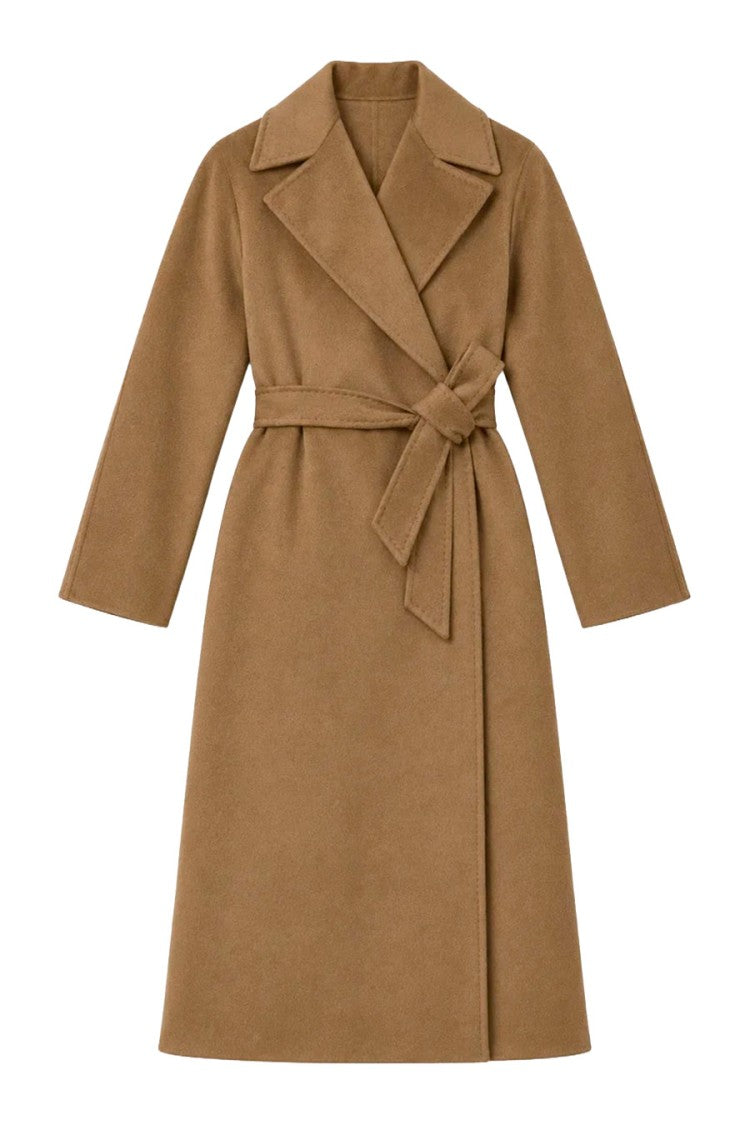 Max Mara Camel Mstsamba Belted Wrap Cashmere-Blend Coat