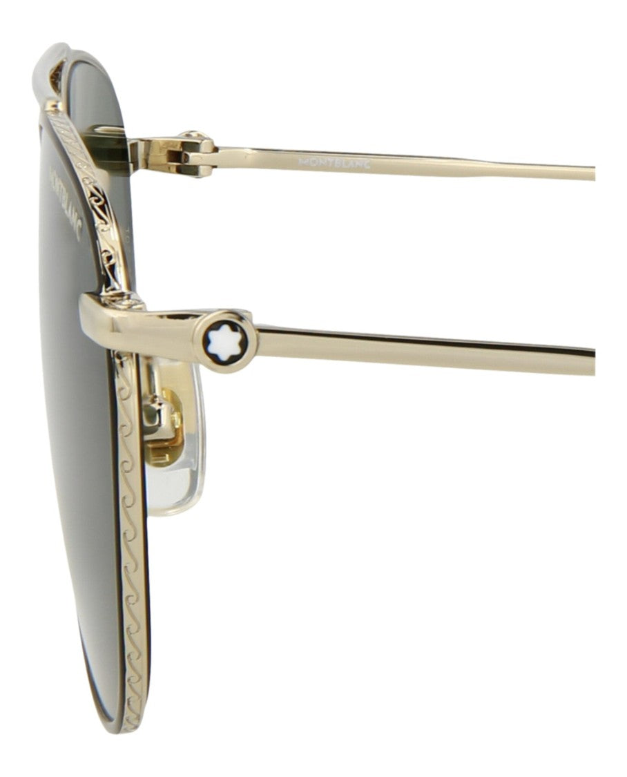 Montblanc Aviator-Style Metal Sunglasses With Engraved Detailing
