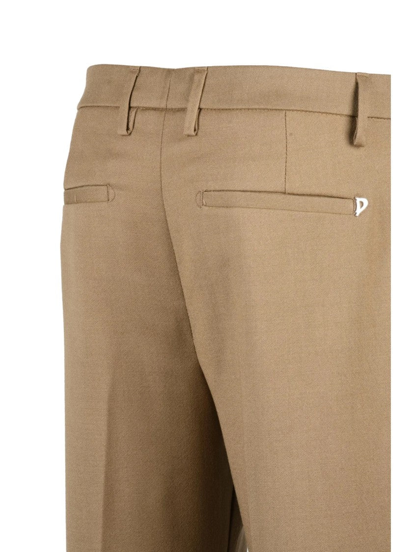 Dondup Beige Miki Low-Waisted Virgin Wool Straight-Leg Pants