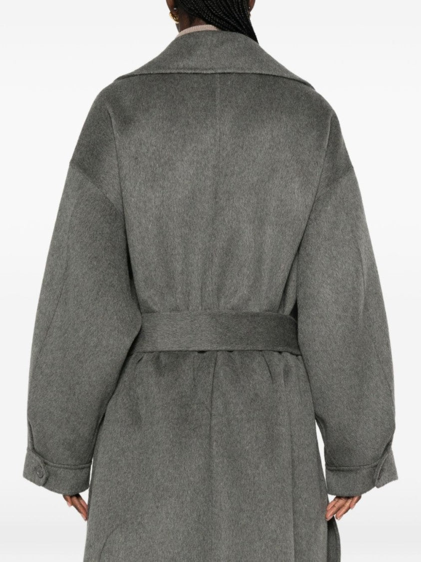 The Frankie Shop Double-Breasted Oversized Belted Coat
