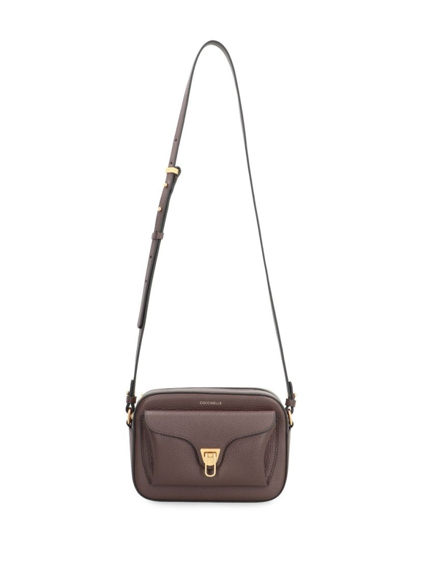 Coccinelle Textured Calfskin Shoulder Bag With Gold-Tone Clasp