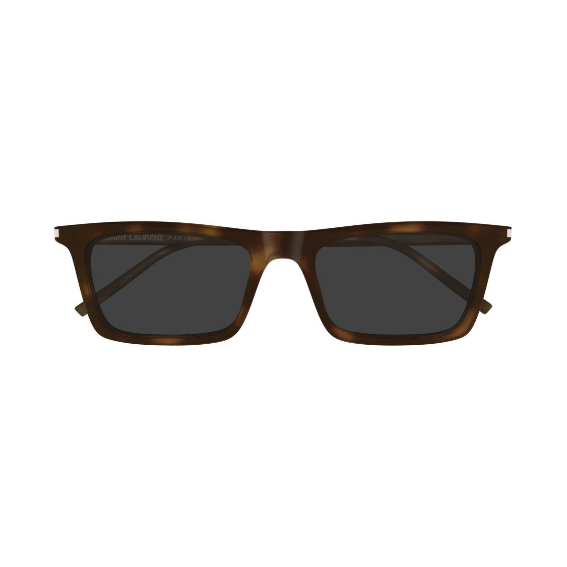 Saint Laurent Tortoiseshell Rectangular Frame Sunglasses With Metallic Accents