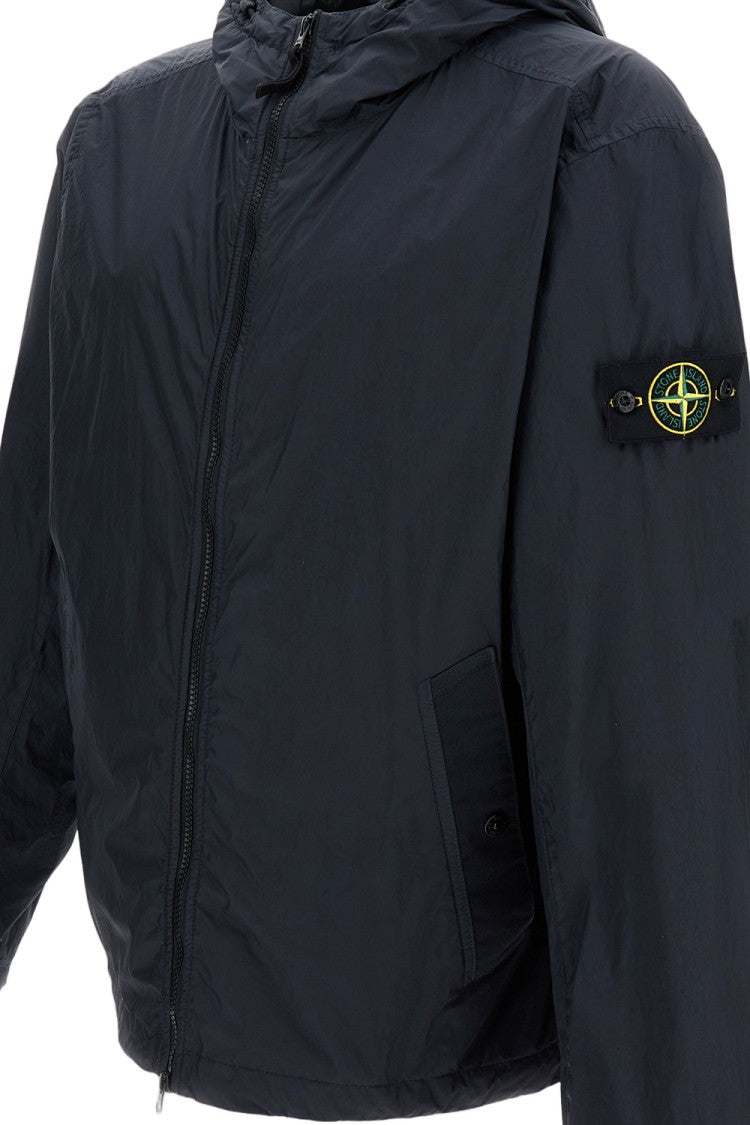 Stone Island Full-Zip Hooded Jacket With Double Slider Zipper