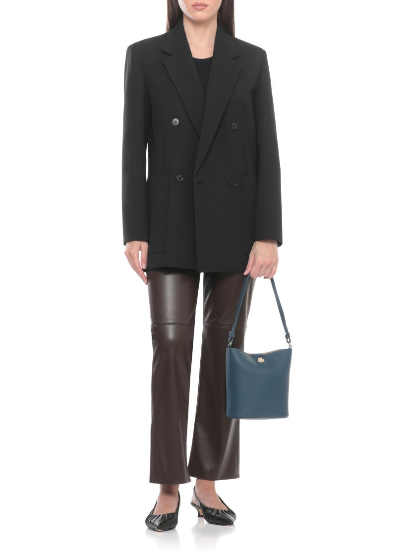 Coccinelle Compact Structured Blue Leather Nikla Mini Bag