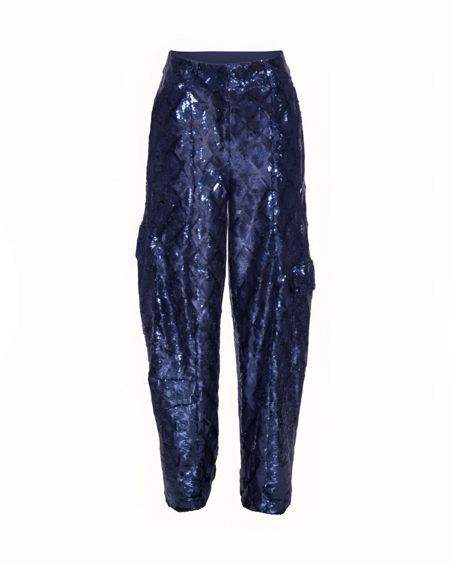 Rotate Blue Cargo Trousers With Sequins