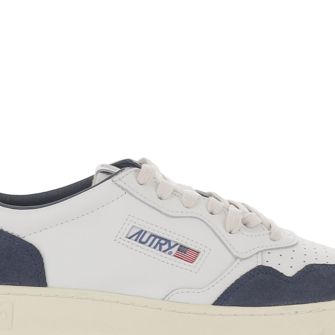 Autry Round Toe Leather Sneakers With Suede Inserts And Logo Details