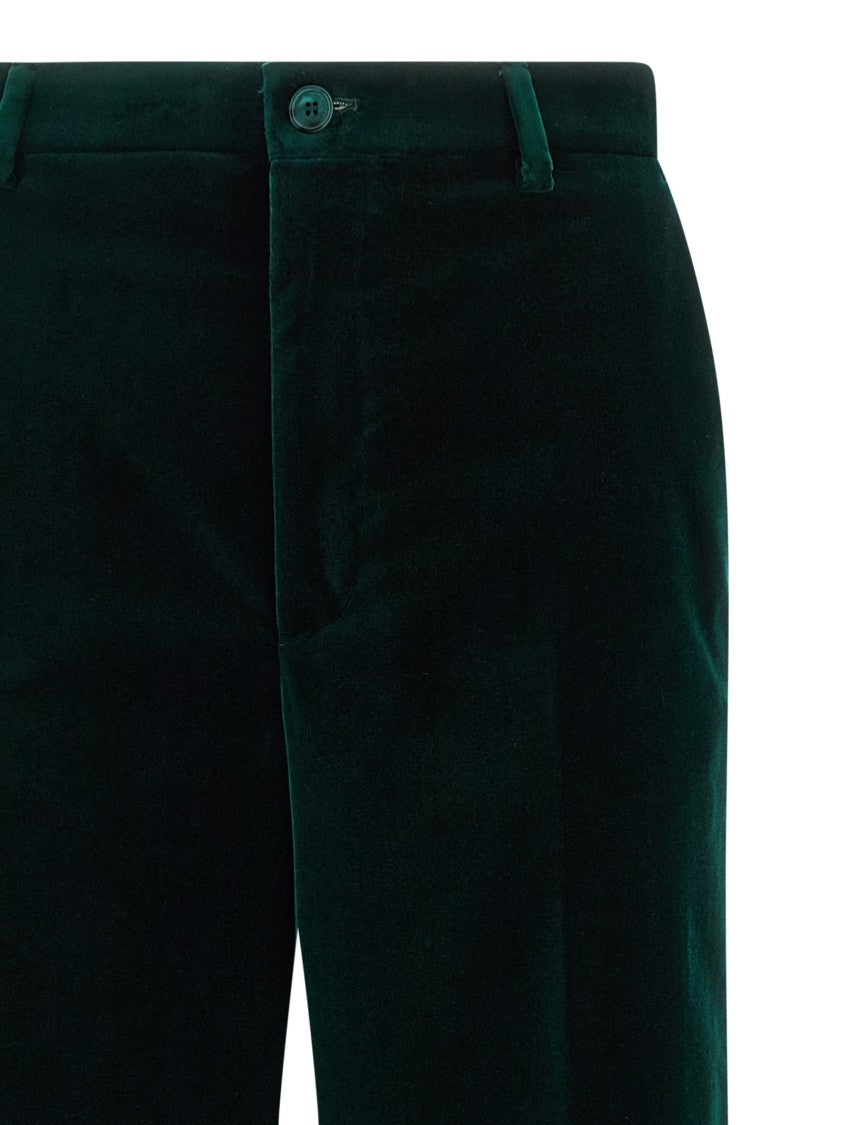 Gucci Smooth Velvet Trousers With Flared Hem And Functional Pockets