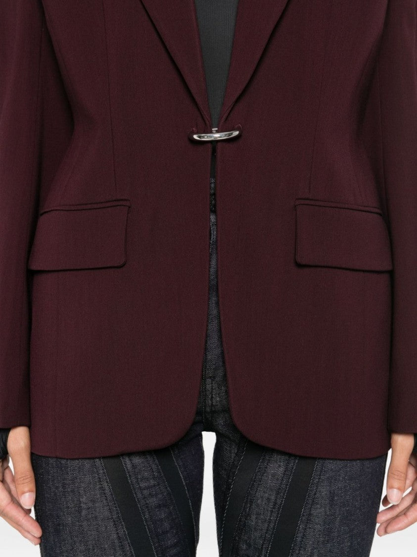Mugler Dark Red Single Breasted Flap Jacket