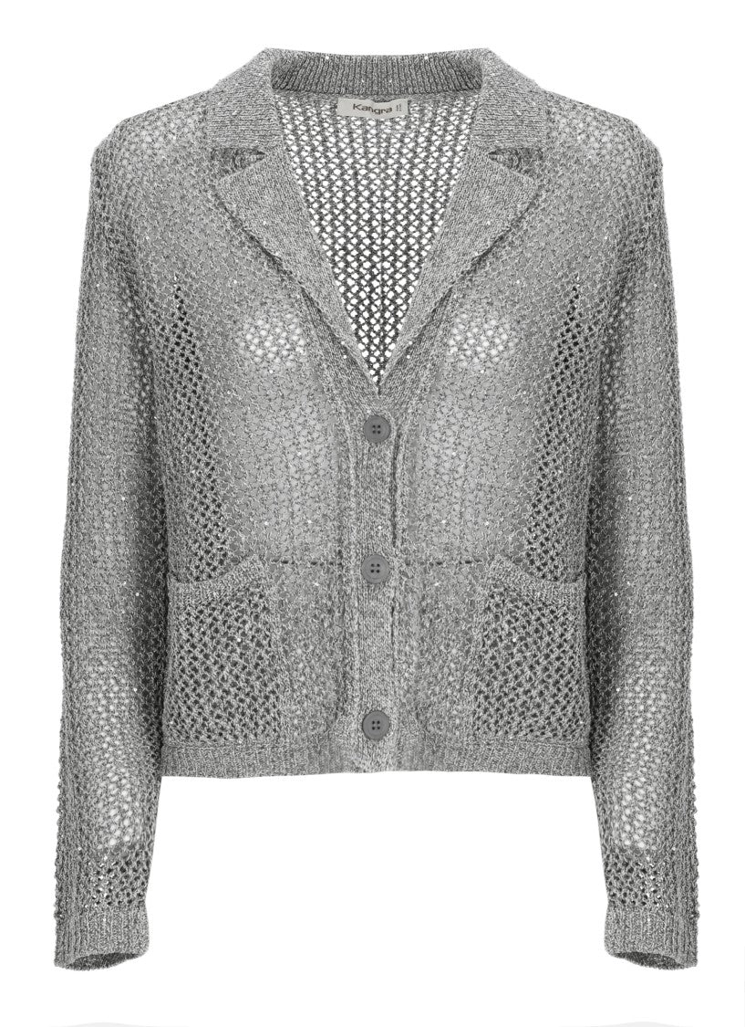 Kangra Grey Sequined Cotton-Blend Blazer