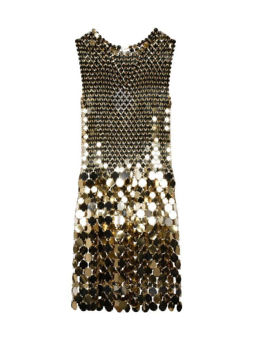 Paco Rabanne Gold Interconnected Metallic Plates Mini Dress