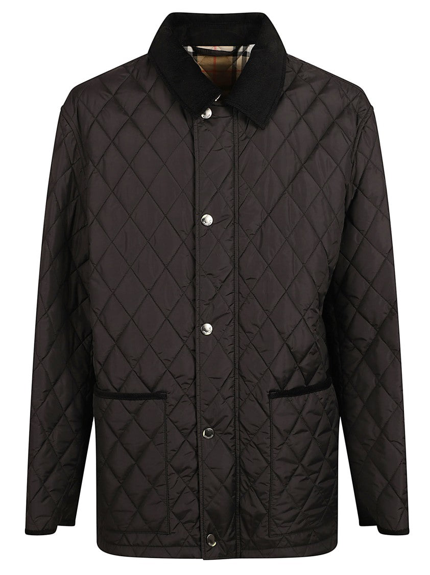 Burberry Diamond Quilted Jacket With Corduroy Collar