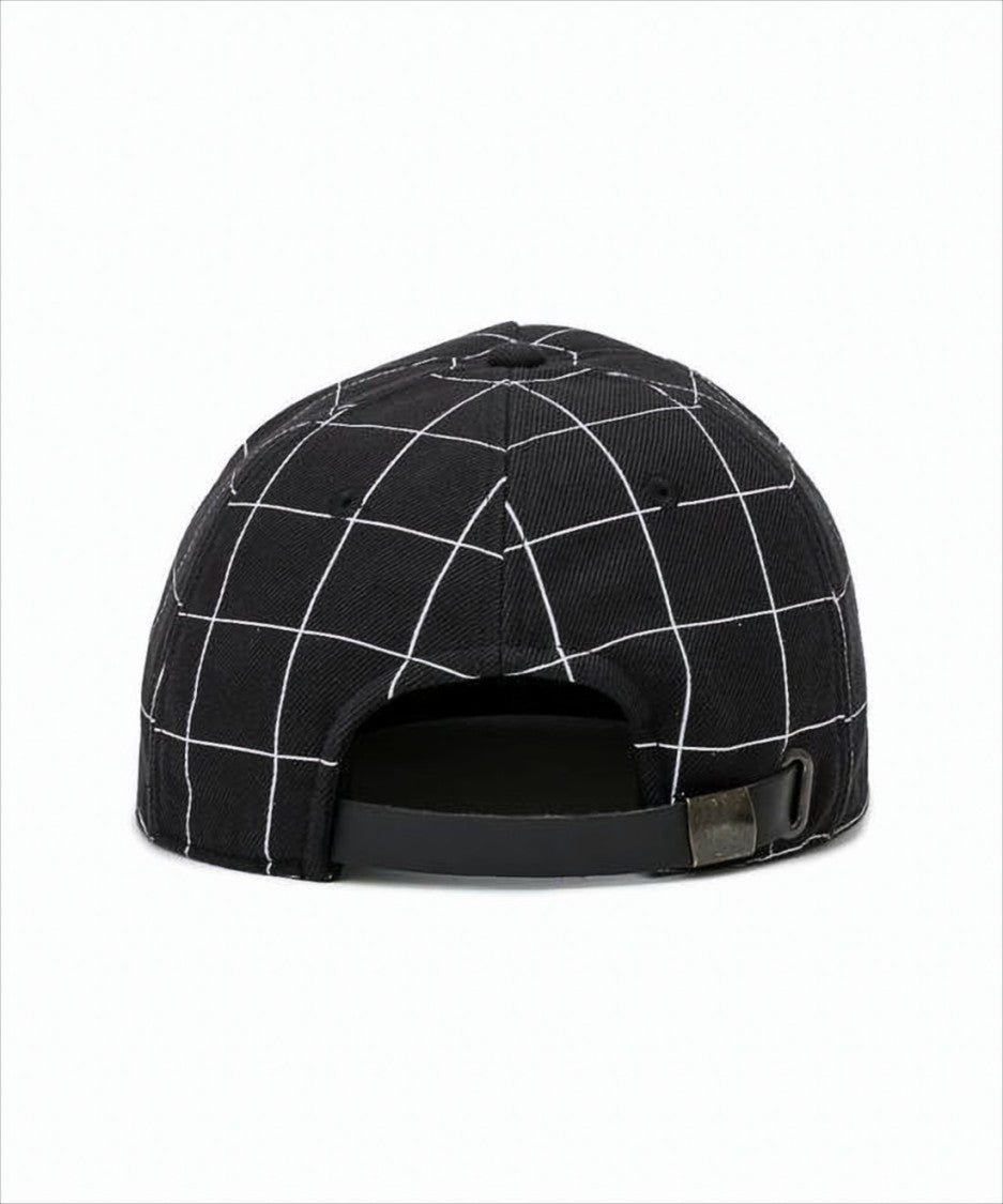 Undercover Grid Pattern Cap With Adjustable Strap And Embroidered Detailing