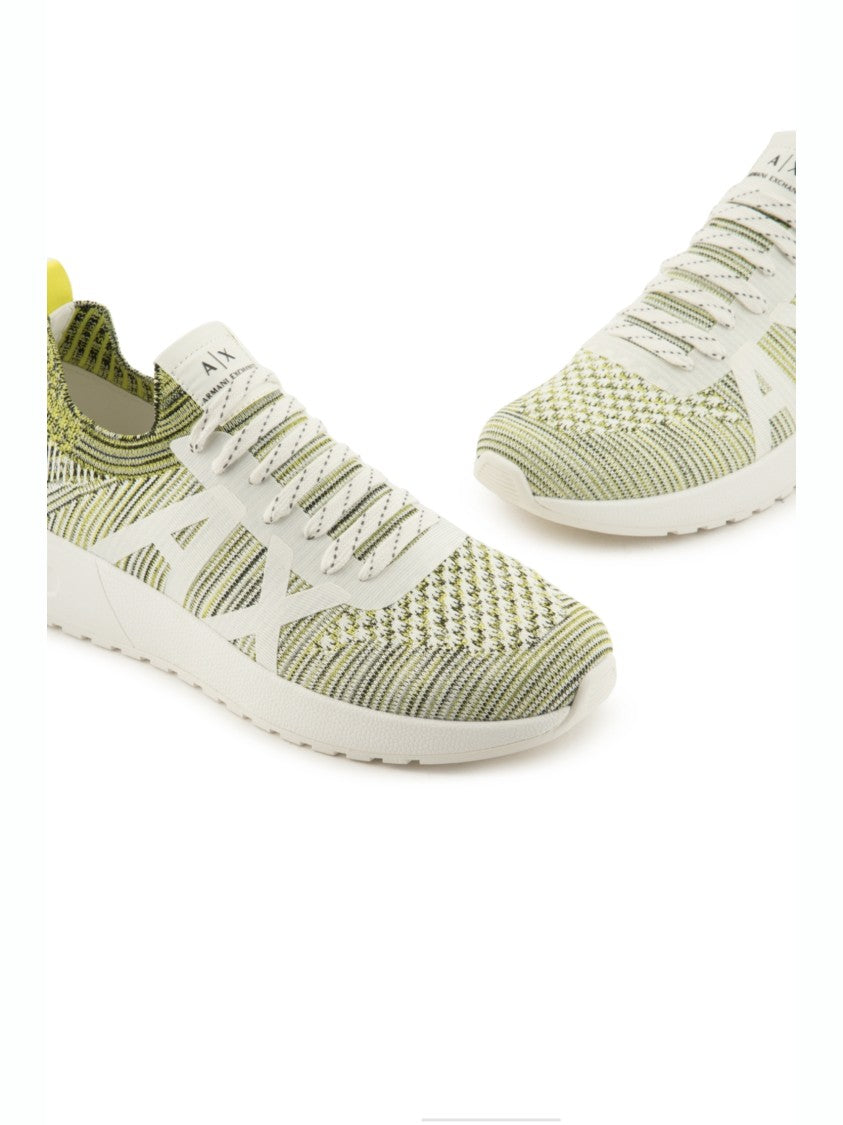 Armani Exchange Sock-Fit Sneakers Shiny Leather Accents
