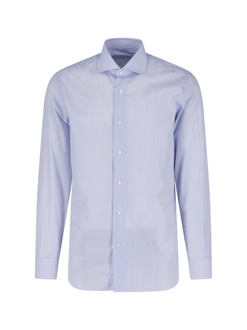 Barba Napoli Pinstripe Long-Sleeve Tailored Formal Shirt