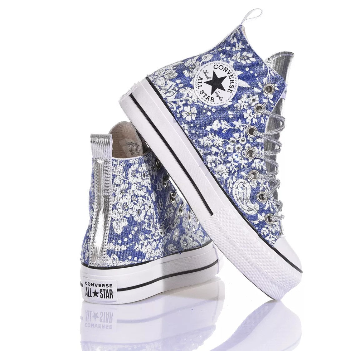 Converse Platform Sneakers In Silver Light Blue