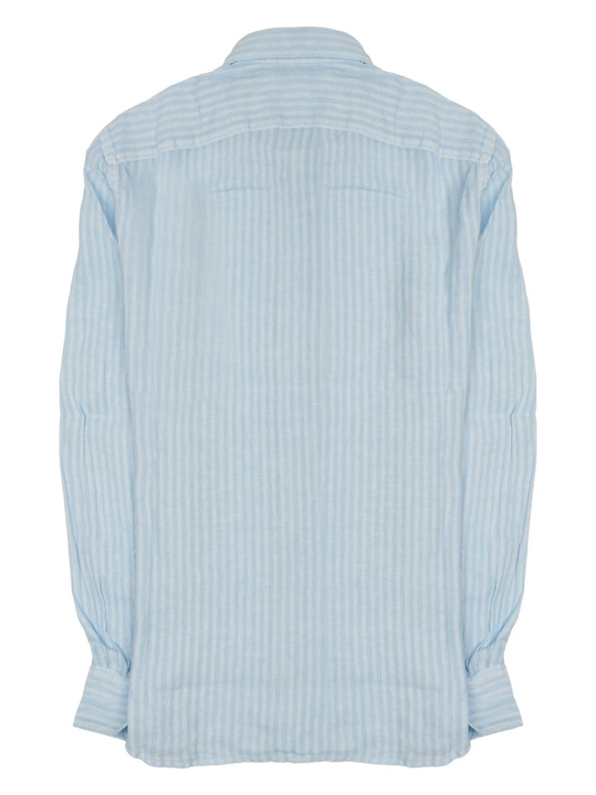120% Lino Vertical Stripes Linen Button-Down Shirt
