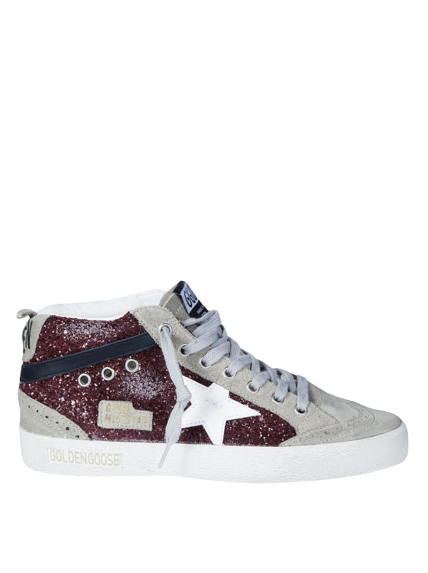 Golden Goose Mid Star Glitter Upper Suede Toe Spur Sneakers